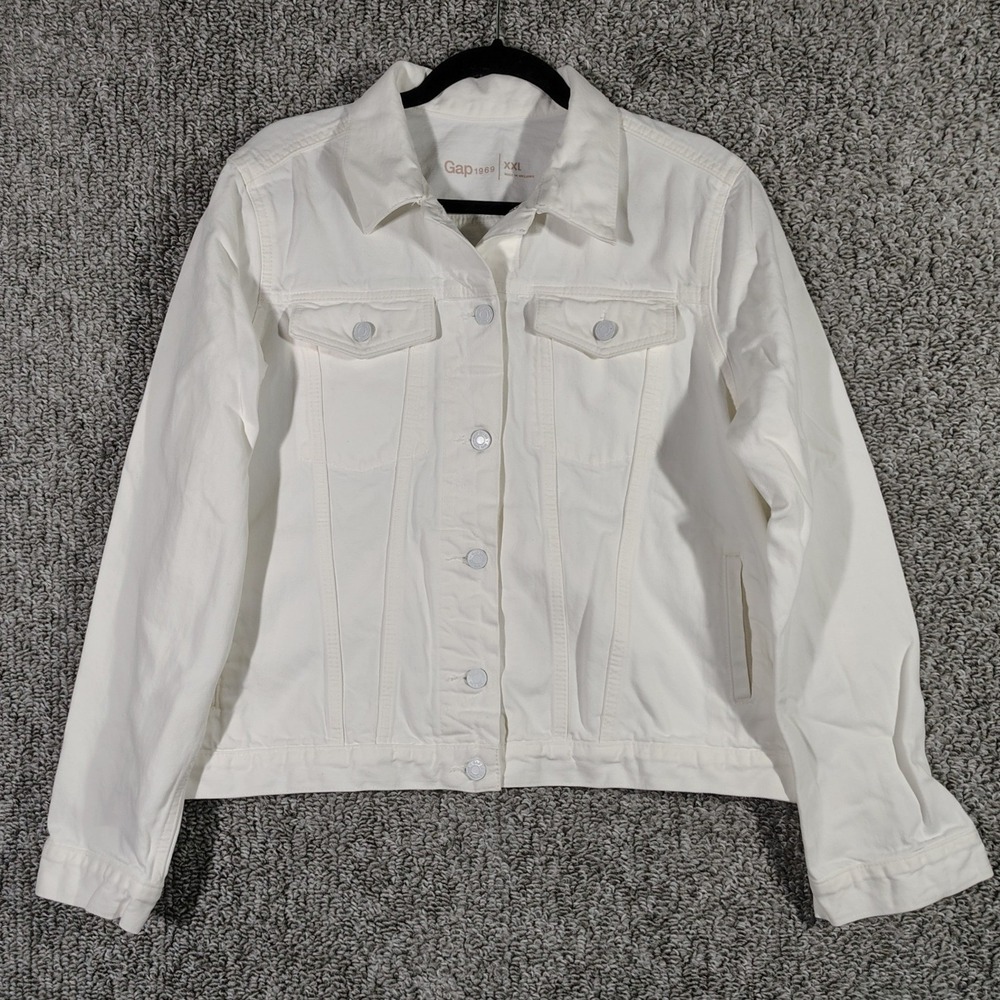 Gap 1969 Denim Jacket White Classic Trucker Women XXL Clean Girl